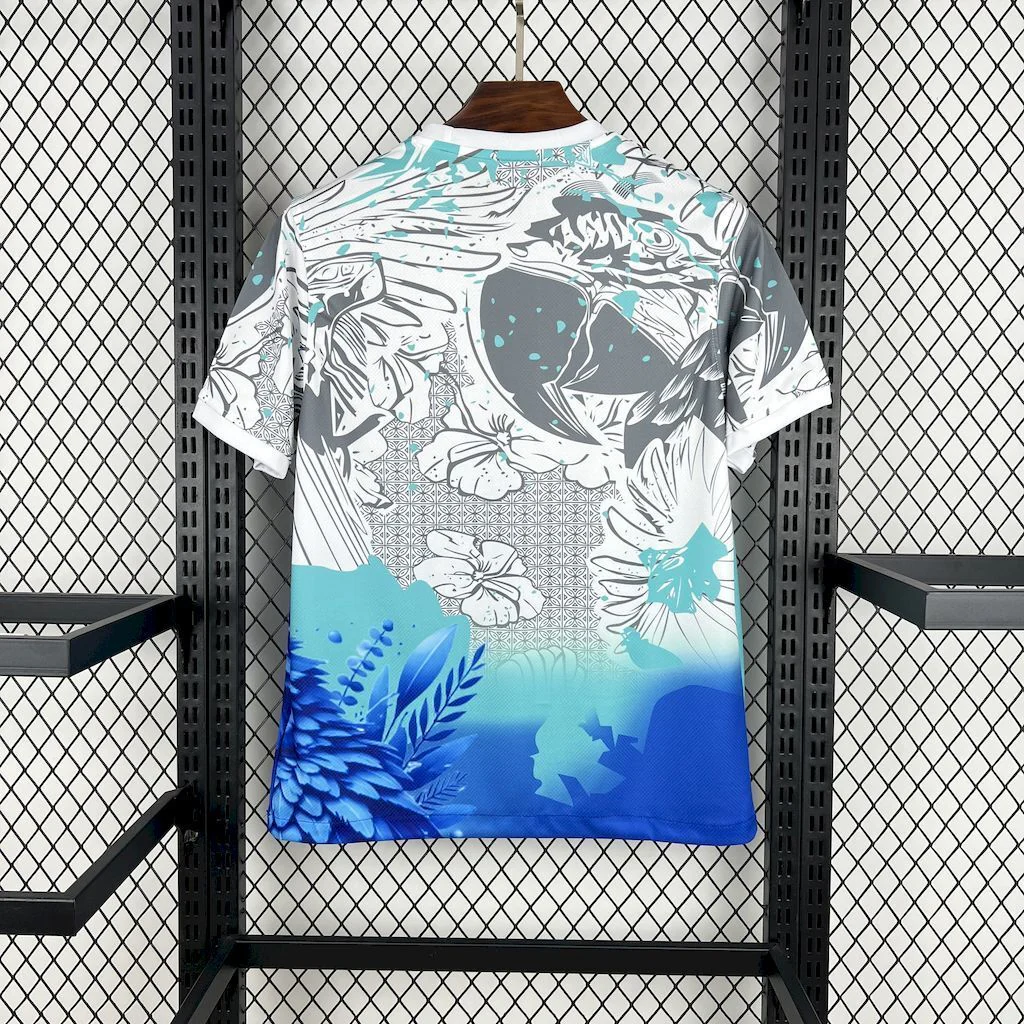 2025/2026 Brazil Special Edition White Blue Parrot Football Shirt alternate view