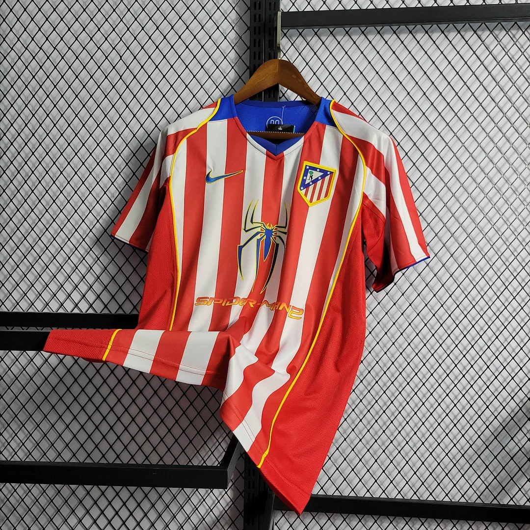 2004/2005 Retro Atletico Madrid Home Soccer Jersey 3
